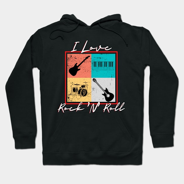 I Love Rock 'N' Roll Hoodie by Kenny The Bartender's Tee Emporium